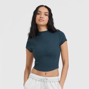 Oner Active Mellow Rib Mid Mock Neck T-Shirt - Oil Blue